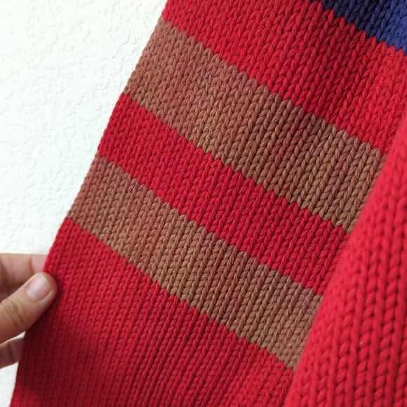 VTG Ralph Lauren Men's Red V-Neck Cardigan Sweater Varsity Stripe Shirt 90s M - Picture 5 of 6